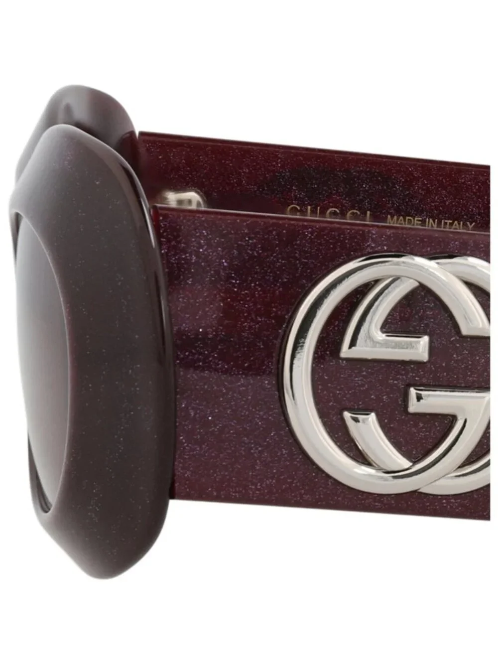 New Gucci Women's Sunglasses Round Oval Recycled Acetate Frame Violet Violet